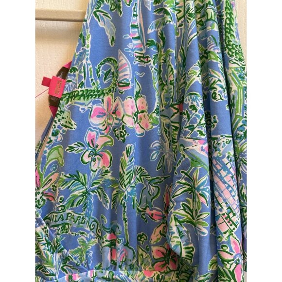 Lilly Pullitzer Parigi Romper in Boca Blue Beneath The Bougainvillea Sz XL NEW - Picture 10 of 11